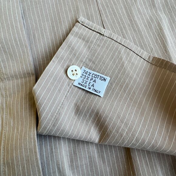 Barba Napoli 46 Tan Pinstripe Button Down Shirt - Picture 5 of 7